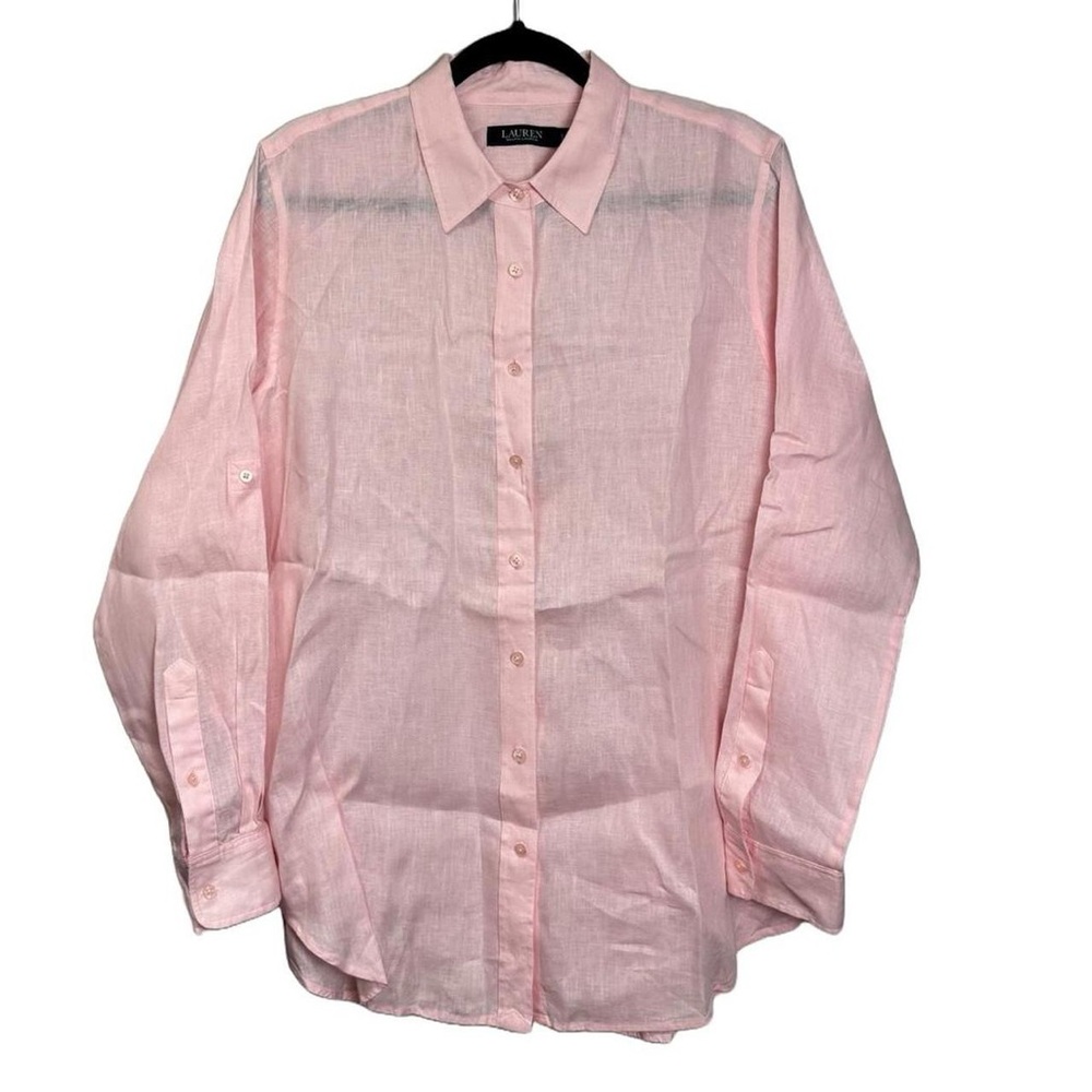 Ralph Lauren Pink Linen Button Down sz L